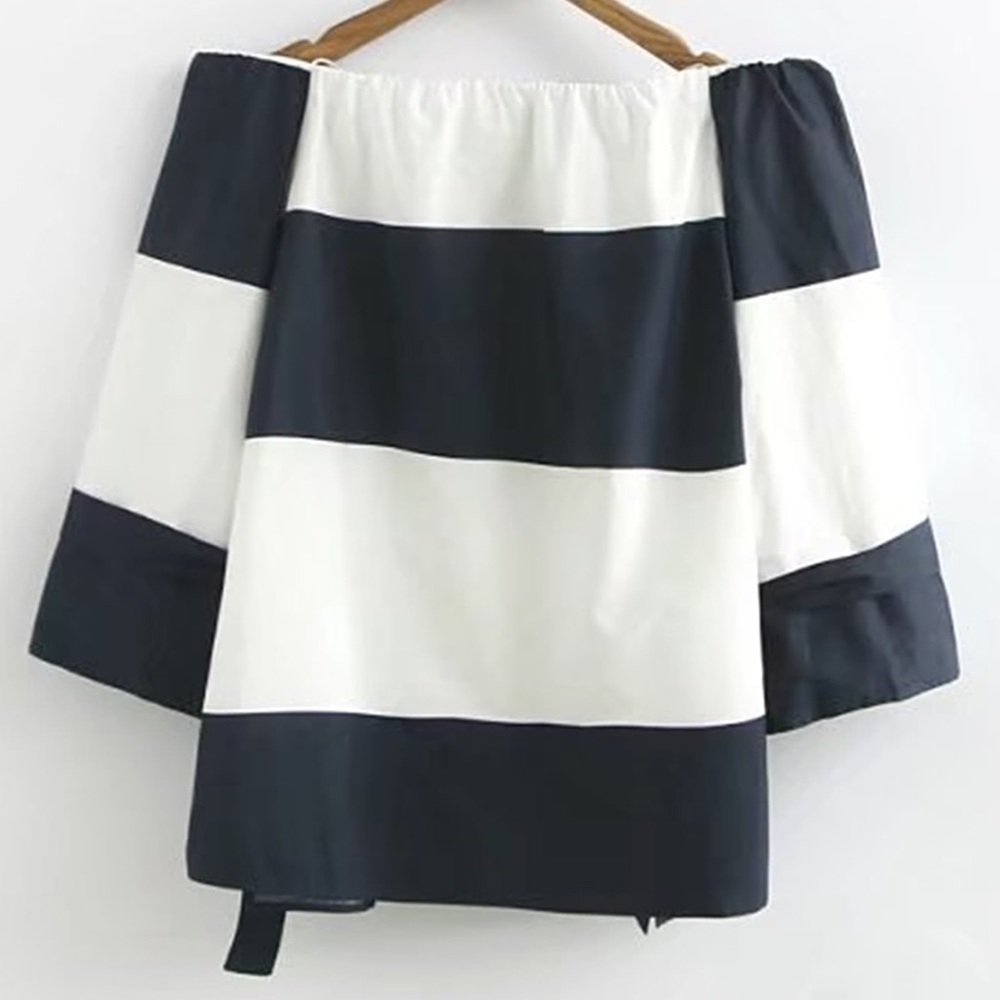 ⚡️🇺🇸🆕🍒Off Shoulder stripe nautical top
